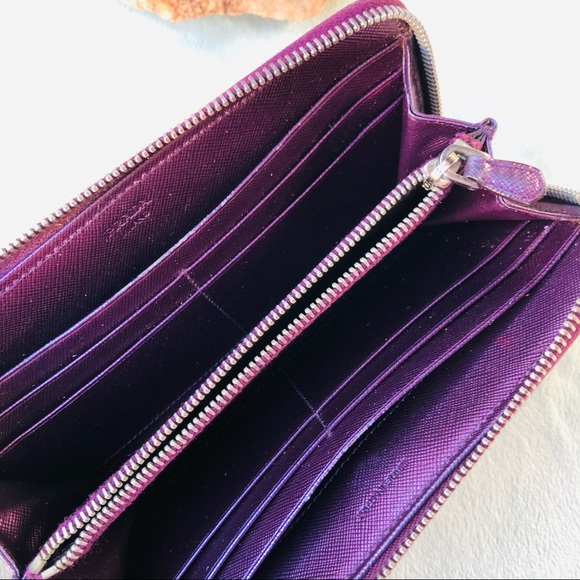 Prada Saffiano Purple Leather Long Zippy Wallet - Picture 3 of 9